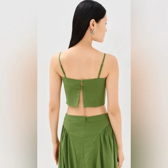 Seraphine Satin Maxi Skirt & Top - MossAZEEZA